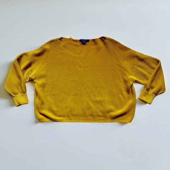 French Connection Sweaters - French Connection Mustard Cropped Women's Sweater with Boatneck